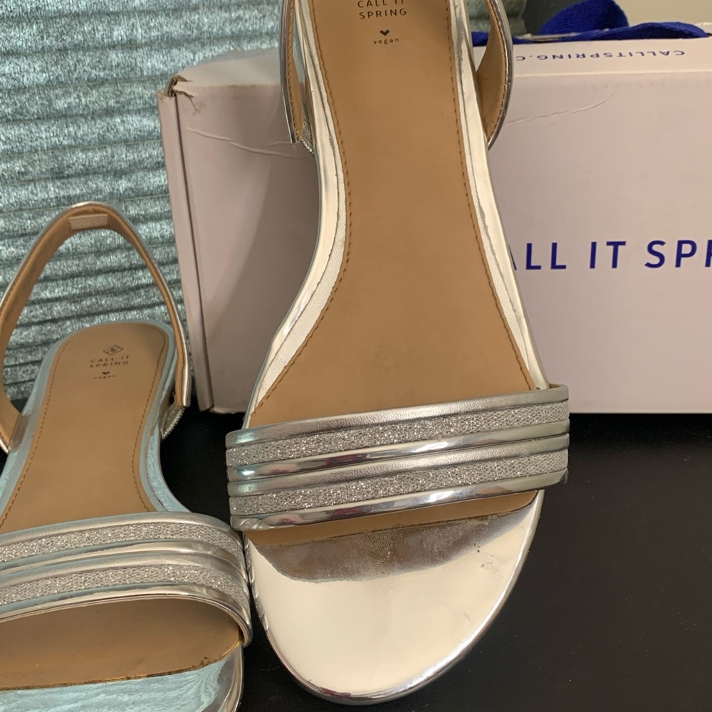 Silver, Flat strapped Sandals